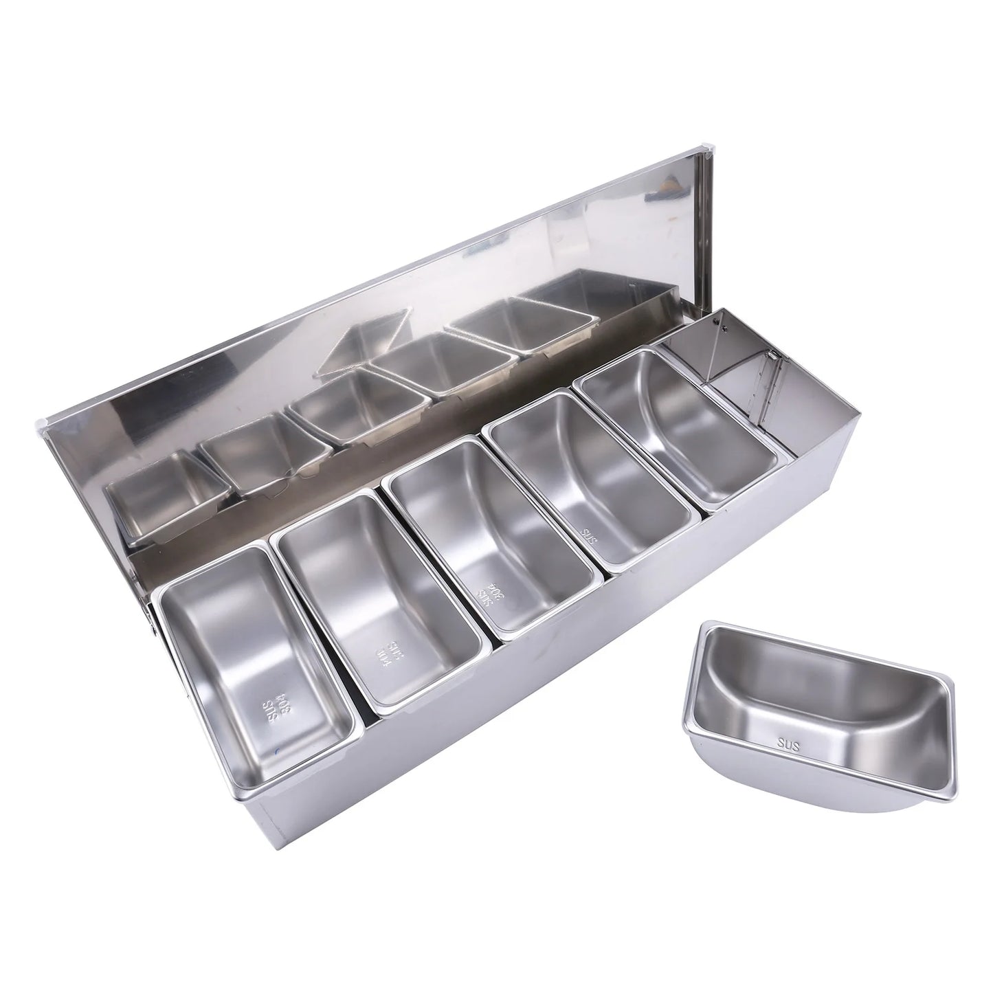 A36T-Stainless Steel Seasoning Box Restaurant Chef Seasoning Box With Lid Storage Box Household Seasoning Tank Peaceful Pleasures Health and Wellness