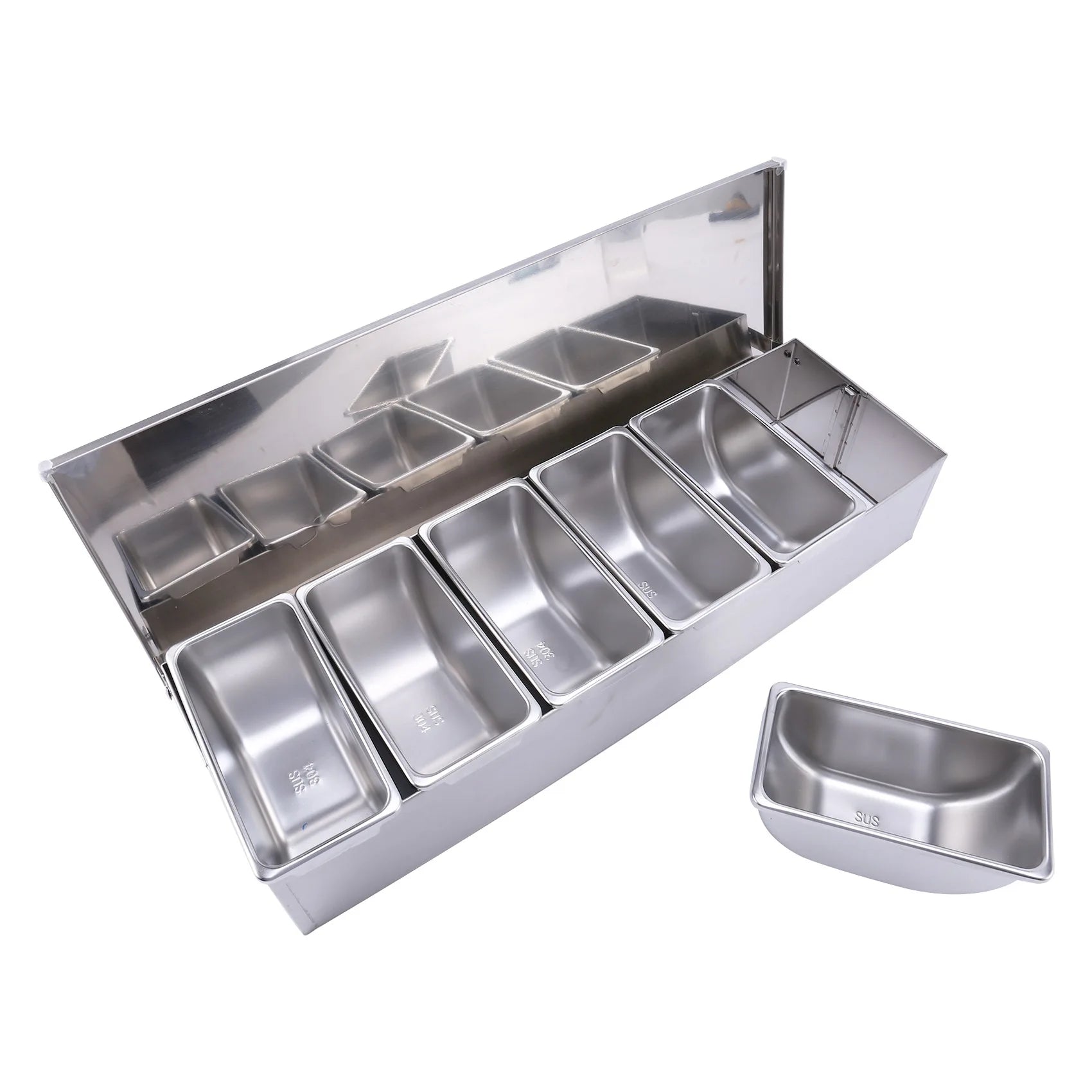 A36T-Stainless Steel Seasoning Box Restaurant Chef Seasoning Box With Lid Storage Box Household Seasoning Tank Peaceful Pleasures Health and Wellness