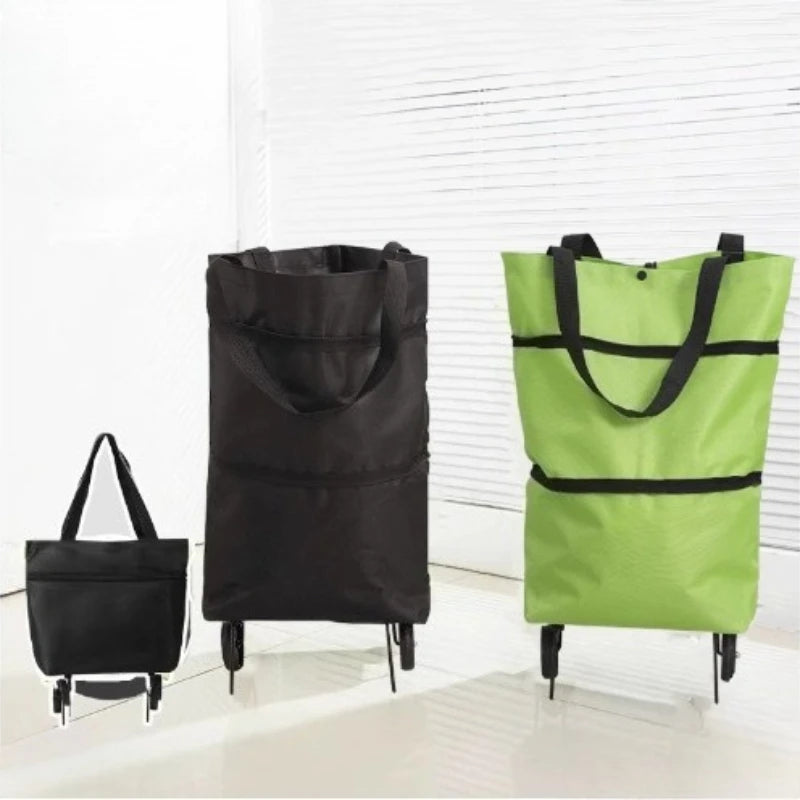 1pc Portable and Foldable Shopping Cart, Household Vegetable Cart, Lightweight with Wheels, Backpackable Peaceful Pleasures Health and Wellness