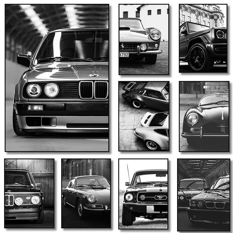 Modern Fashion Wall Art Simple Black and White Luxury Car HD Canvas Poster Prints Home Bedroom Living Room Decoration Mural Peaceful Pleasures Health and Wellness