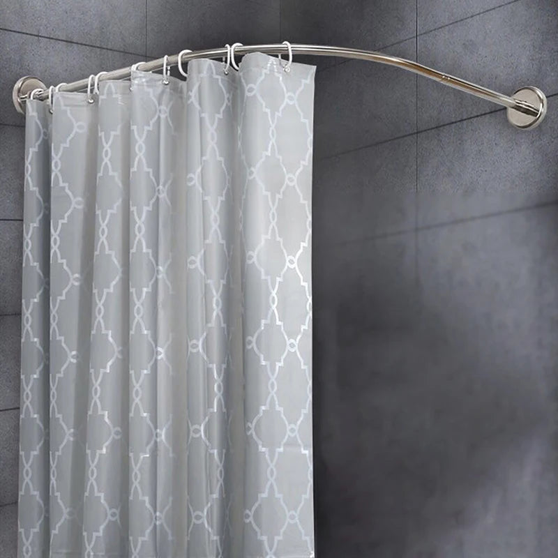 L-Shaped Extendable Shower Curtain Rod | Stainless Steel No-Drill