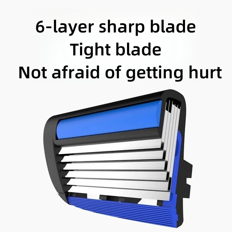 6-Blade Manual Safety Razor | Replaceable Head | Men & Women