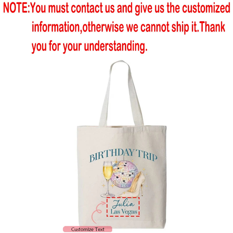 Personalized Birthday Trip Canvas Tote Bag | Beach Vacation Gift Personalized Canvas Tote Peaceful Pleasures Health and Wellness custom A 45x34x10cm