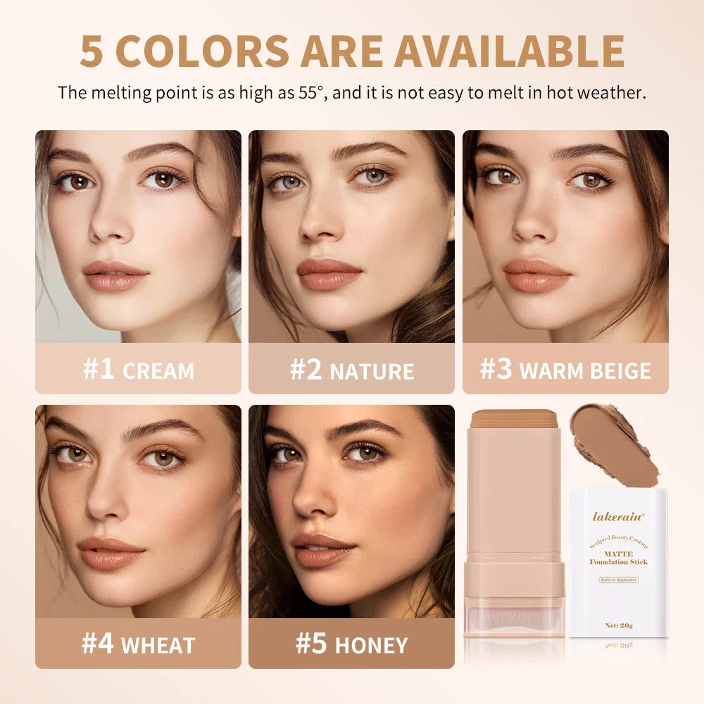 Matte Foundation Stick with Brush – Waterproof & Oil Control