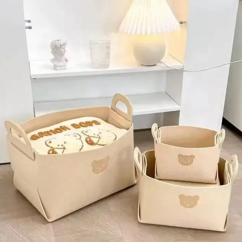 Foldable Felt Storage Basket – Car Trunk & Toy Organizer