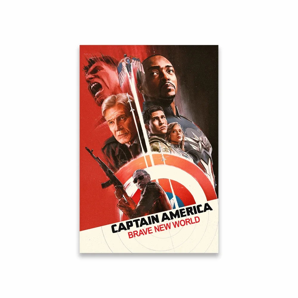 Captain America Poster Superhero Wall Art Brave New World Movie Print Modern Canvas Painting Home Bedroom Wall Decor Peaceful Pleasures Health and Wellness 2 20x30cm