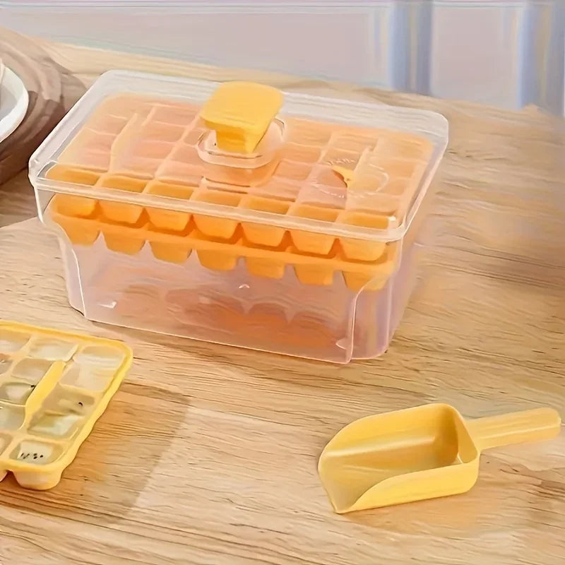 68-Grid Ice Cube Tray with Lid & Shovel | Press & Pop Mold