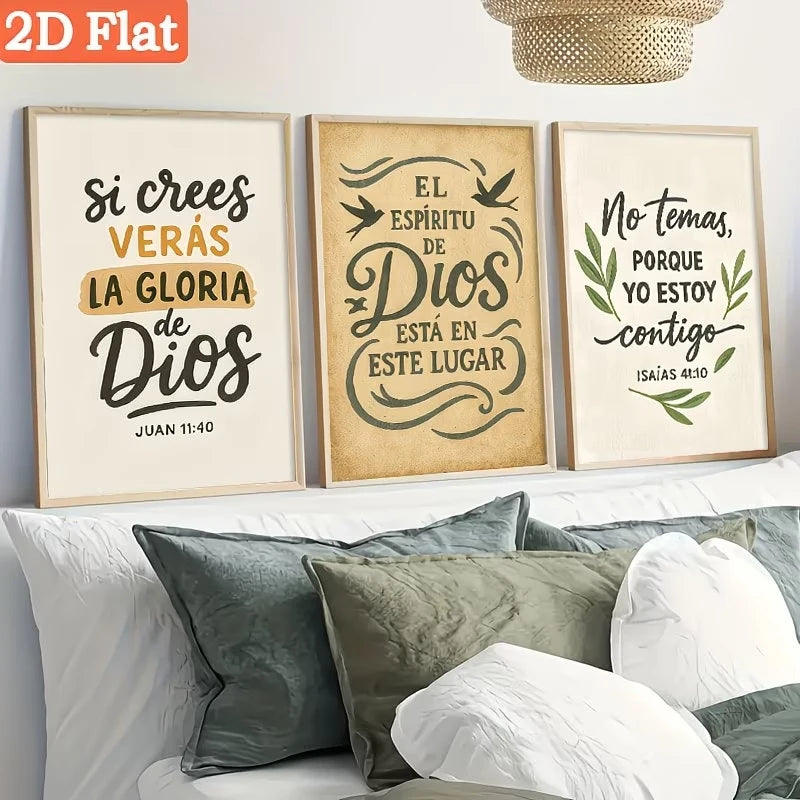 3-Piece Spanish Scripture Canvas Wall Art | Bible Verse Prints
