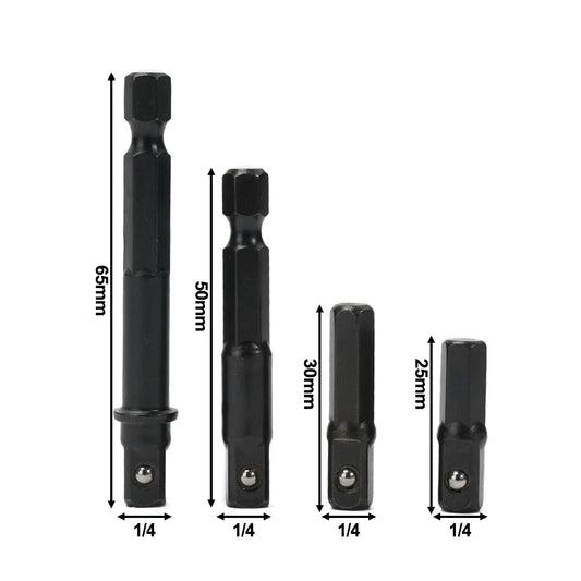 1 4 Drill Socket Adapter Driver Hex Shank Square Extension Pneumatic Peaceful Pleasures Health and Wellness 4pcs
