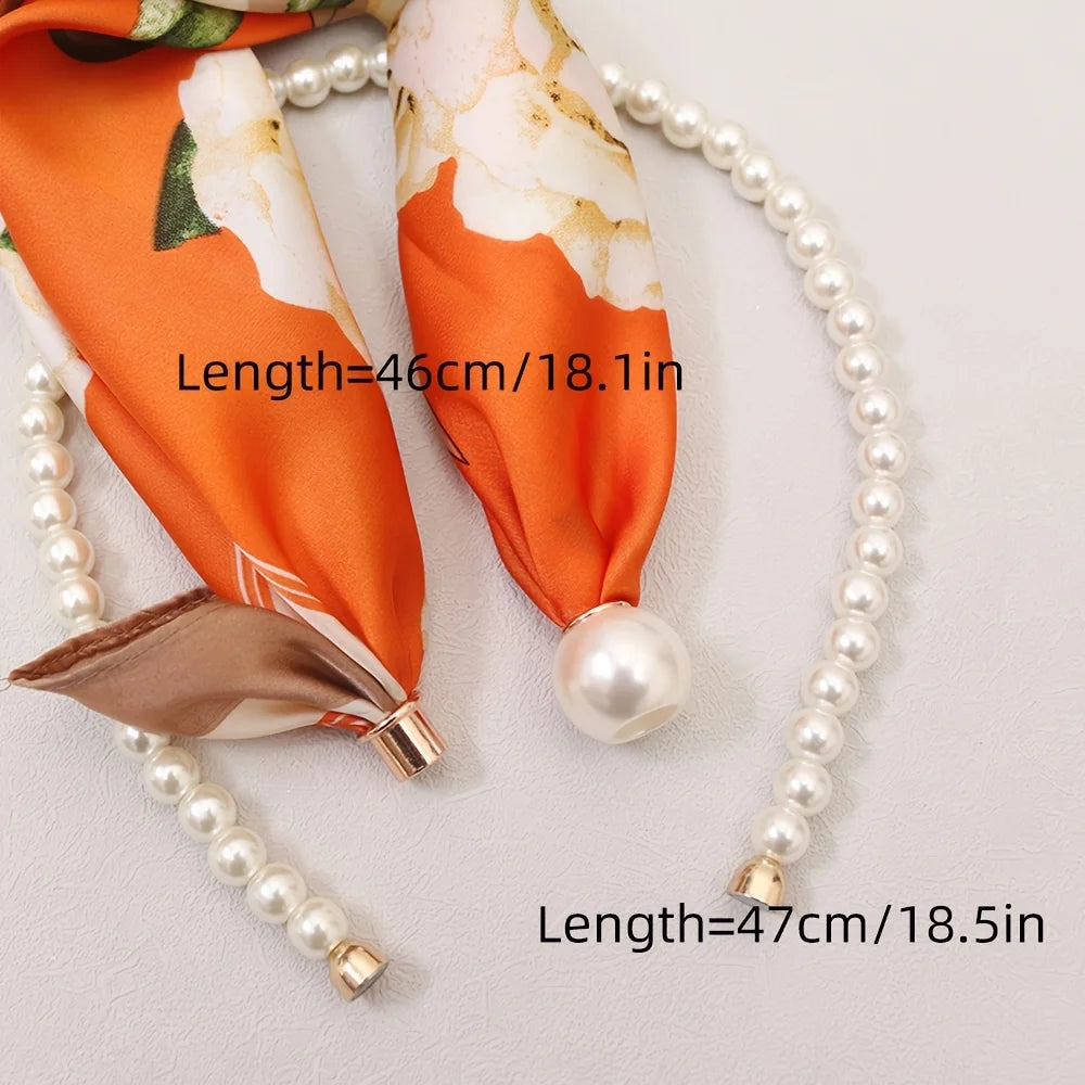Layered Scarf Necklace with Pearl Chain | Boho Bandana Jewelry