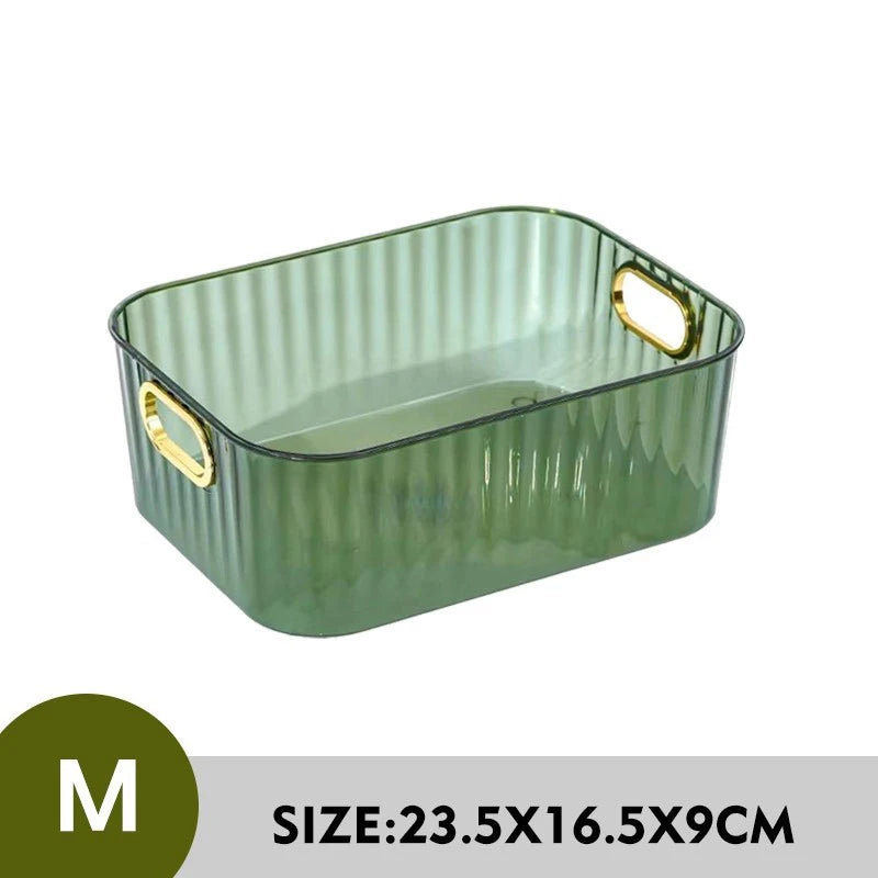 Clear Stackable Cosmetic Storage Box with Handle | PET Plastic