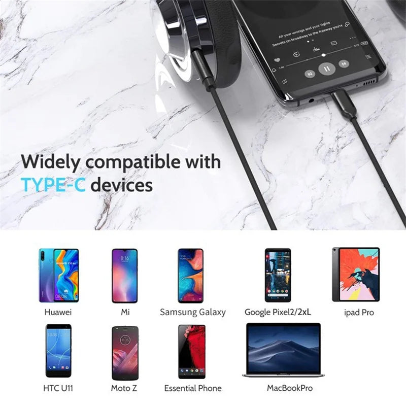 USB-C to 3.5mm AUX Audio Cable | Car & Headphone Adapter