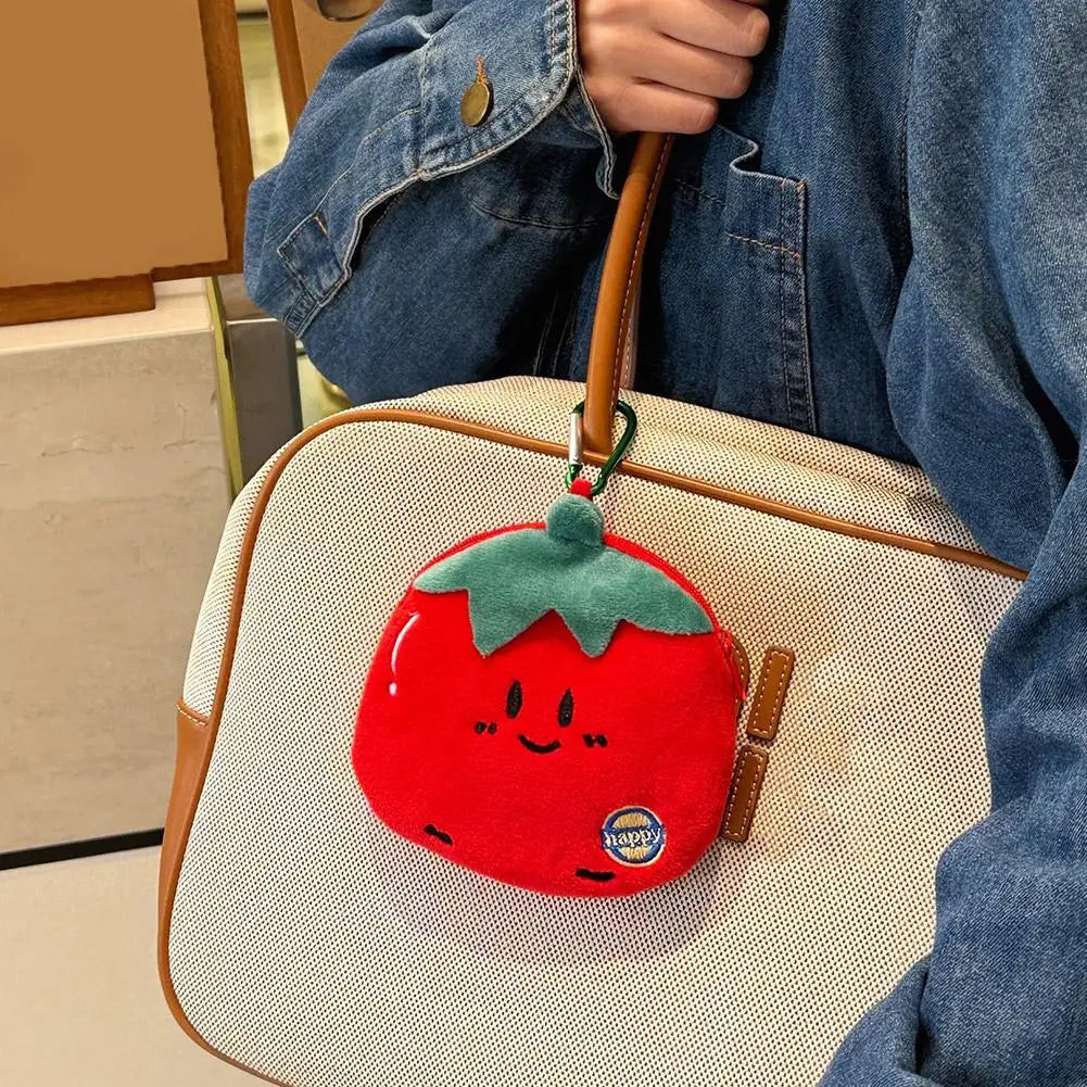 Strawberry Plush Coin Purse Keychain Mini Pouch Bag Charm