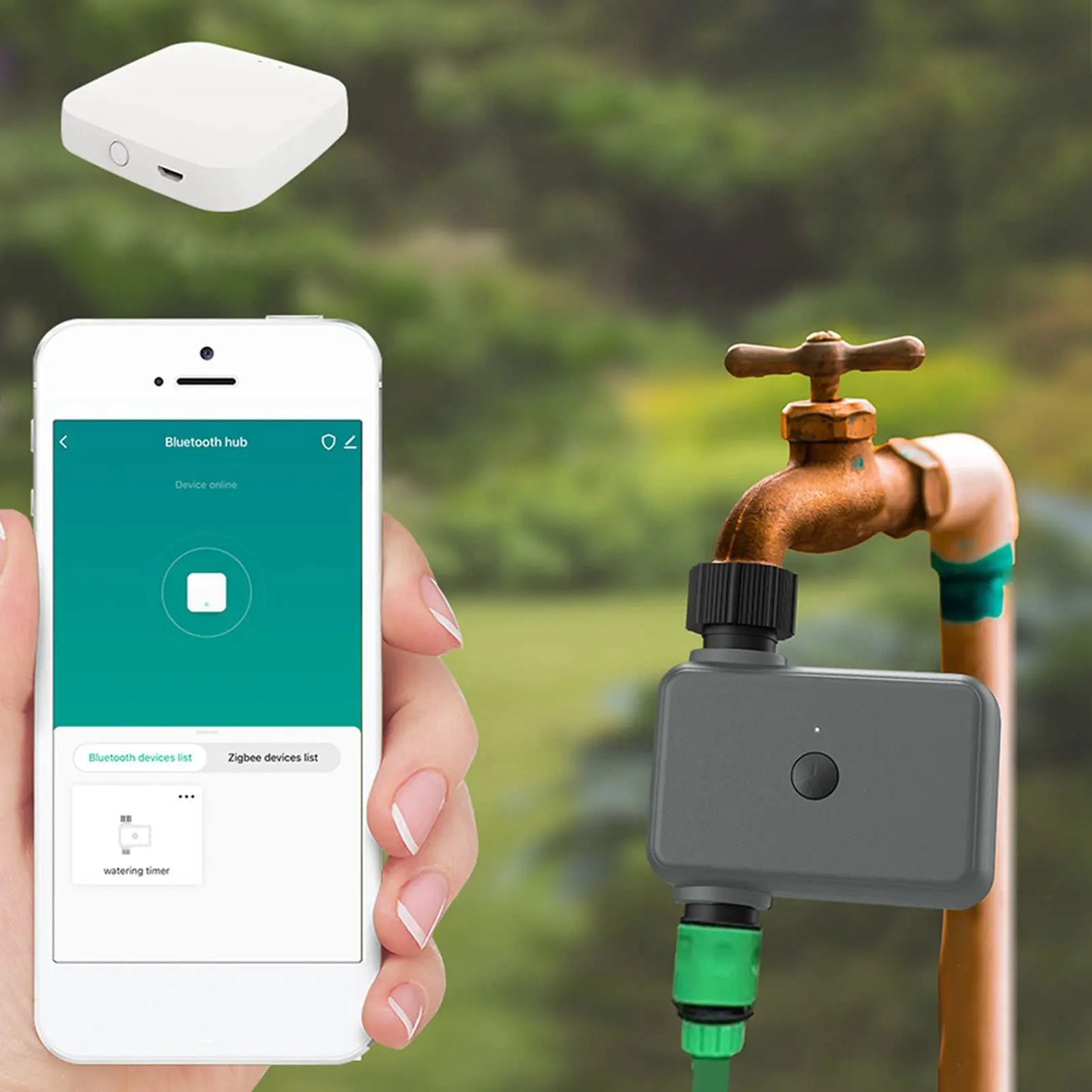 1PCS Rain Delay Programmable Automatic Irrigation Timer with Hub Required Smart Tuya Bluetooth Garden Water Timers Peaceful Pleasures Health and Wellness