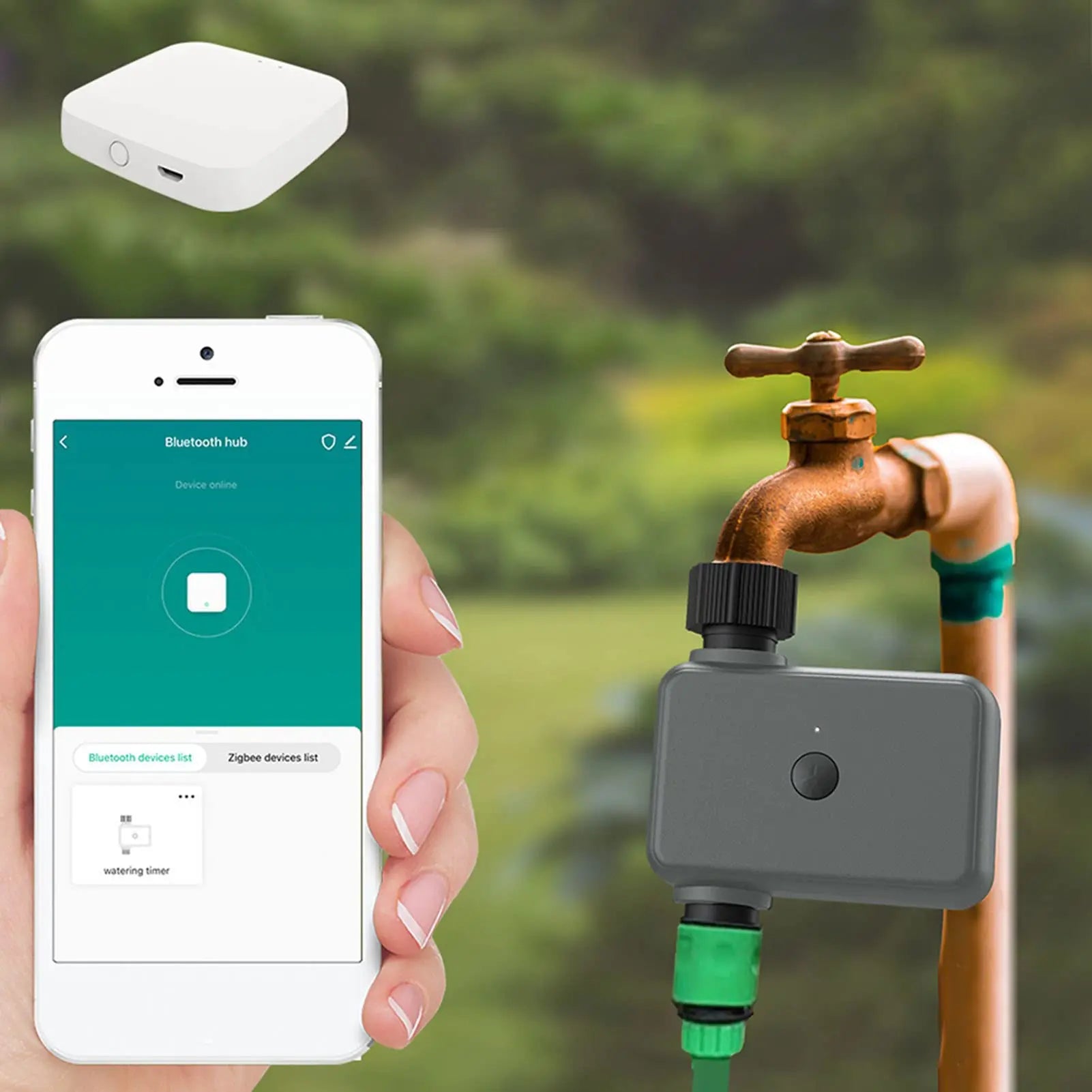 1PCS Rain Delay Programmable Automatic Irrigation Timer with Hub Required Smart Tuya Bluetooth Garden Water Timers Peaceful Pleasures Health and Wellness