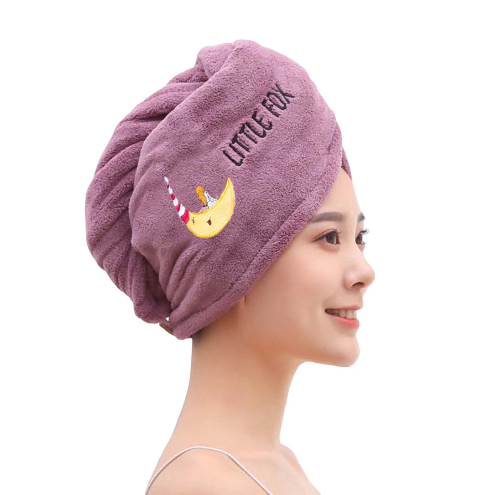 Coral Fleece Womens Hair Towel Cap Thick Bath Hat Super Soft Quick Dry Towel With Embroidery For Home Spa And Travel Peaceful Pleasures Health and Wellness B