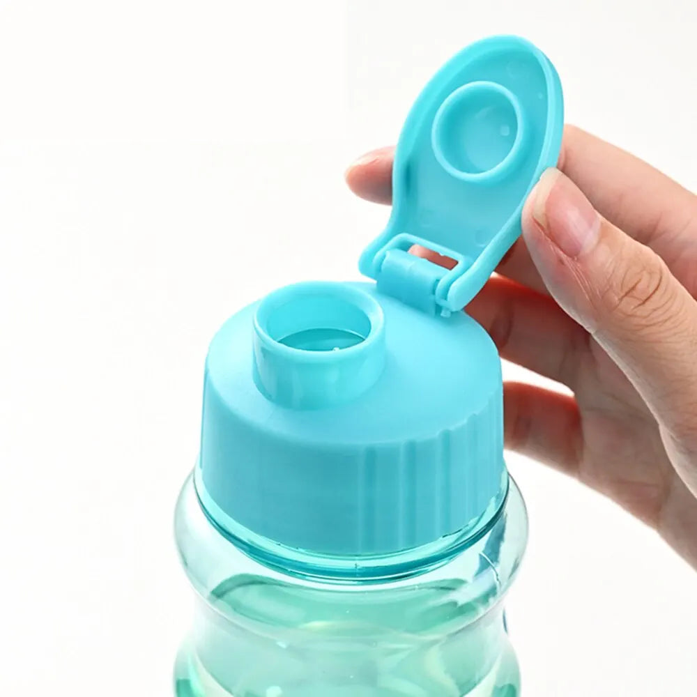 550ml Plastic Water Bottle Portable Sports Cup With Anti Drop Rope Outdoor Water Container Color Transparent Pet Flip Cover Peaceful Pleasures Health and Wellness