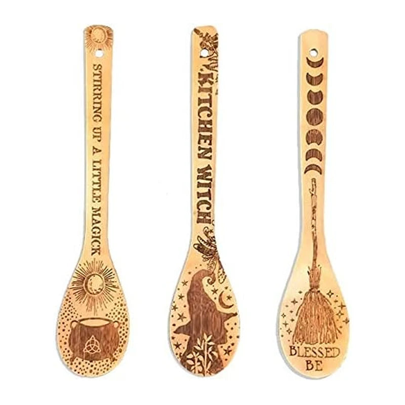 Halloween Witchy Bamboo Spoon Set | Laser Engraved Kitchen Gift