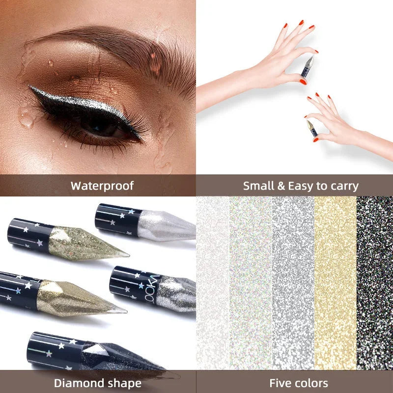 5-Piece Glitter Liquid Eyeliner Set – Waterproof Shimmer Liner