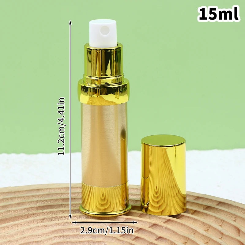 Refillable Airless Vacuum Pump Bottle 10ml 15ml 20ml | Gold Silver