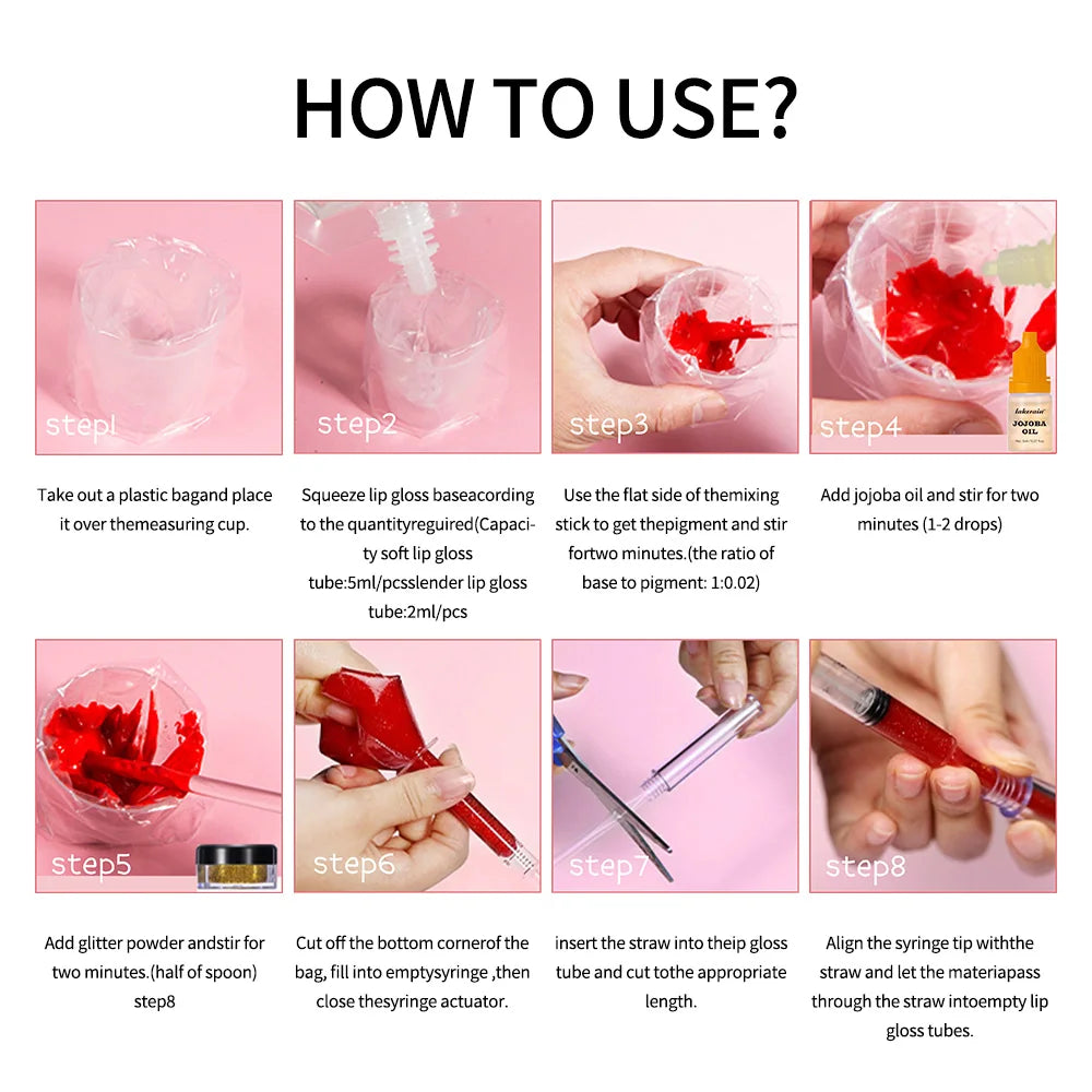 Lakerain Lip Gloss Making Kit DIY Raw Material Moisturizing Lip Gloss Base Tool Kit High Quality Professional DIY Lip Gloss Set Peaceful Pleasures Health and Wellness