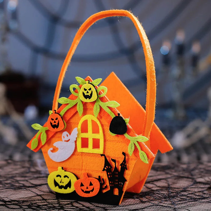 Halloween Felt Pumpkin Trick or Treat Bags with Handle | 1-6 Pack