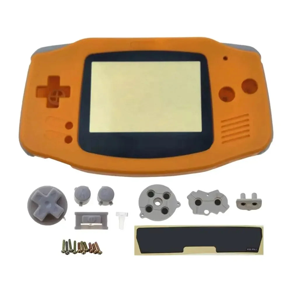 Full Housing Shell Replacement for Game Boy Advance GBA Clear Transparent Custom Case Cover Buttons Screws Full Set DIY Repair Peaceful Pleasures Health and Wellness Orange