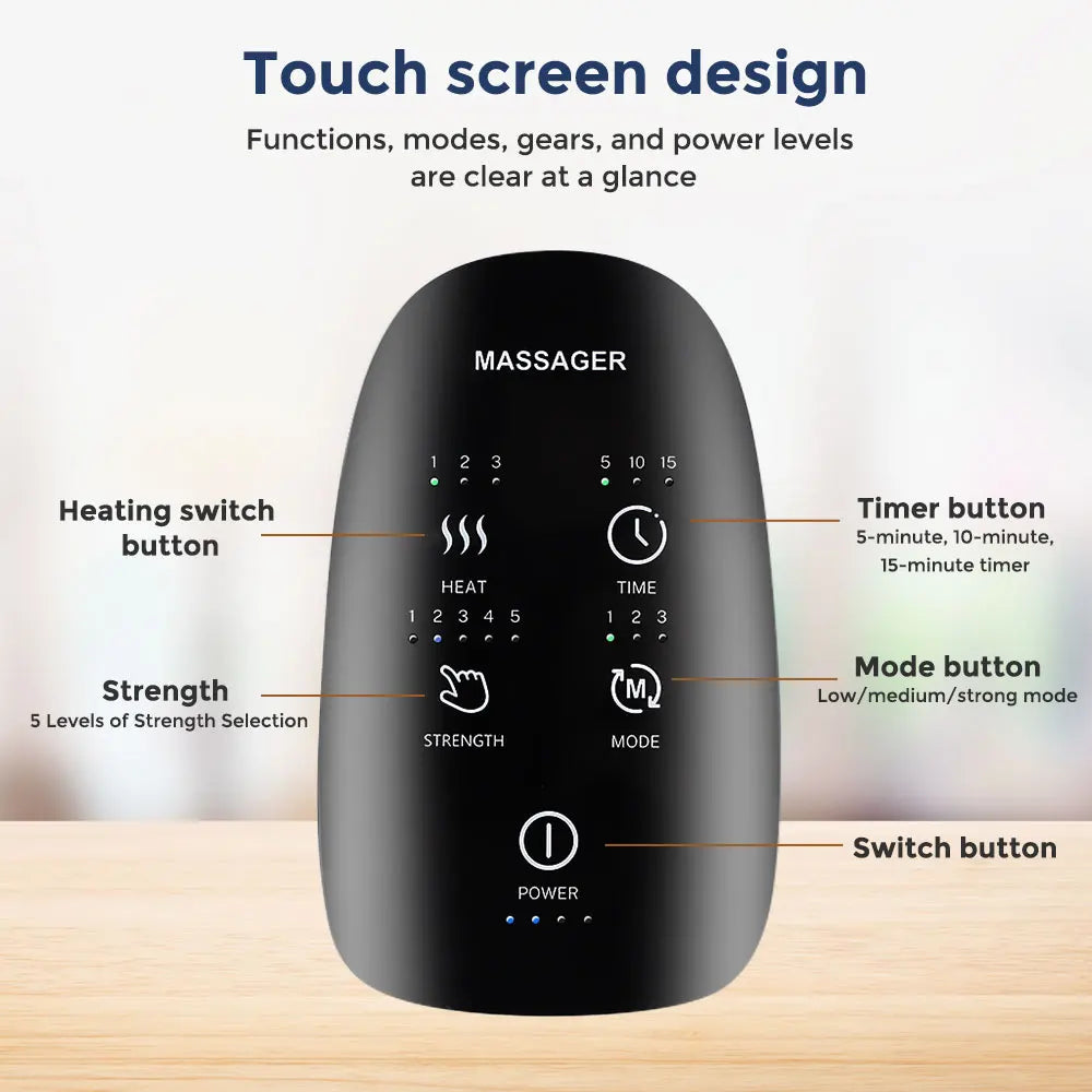 Air Compression Hand Massager with Heat Home Use Finger Wrist Palm Massage Muscles Relax Hand Airbag Pressure SPA Warm Compress Peaceful Pleasures Health and Wellness