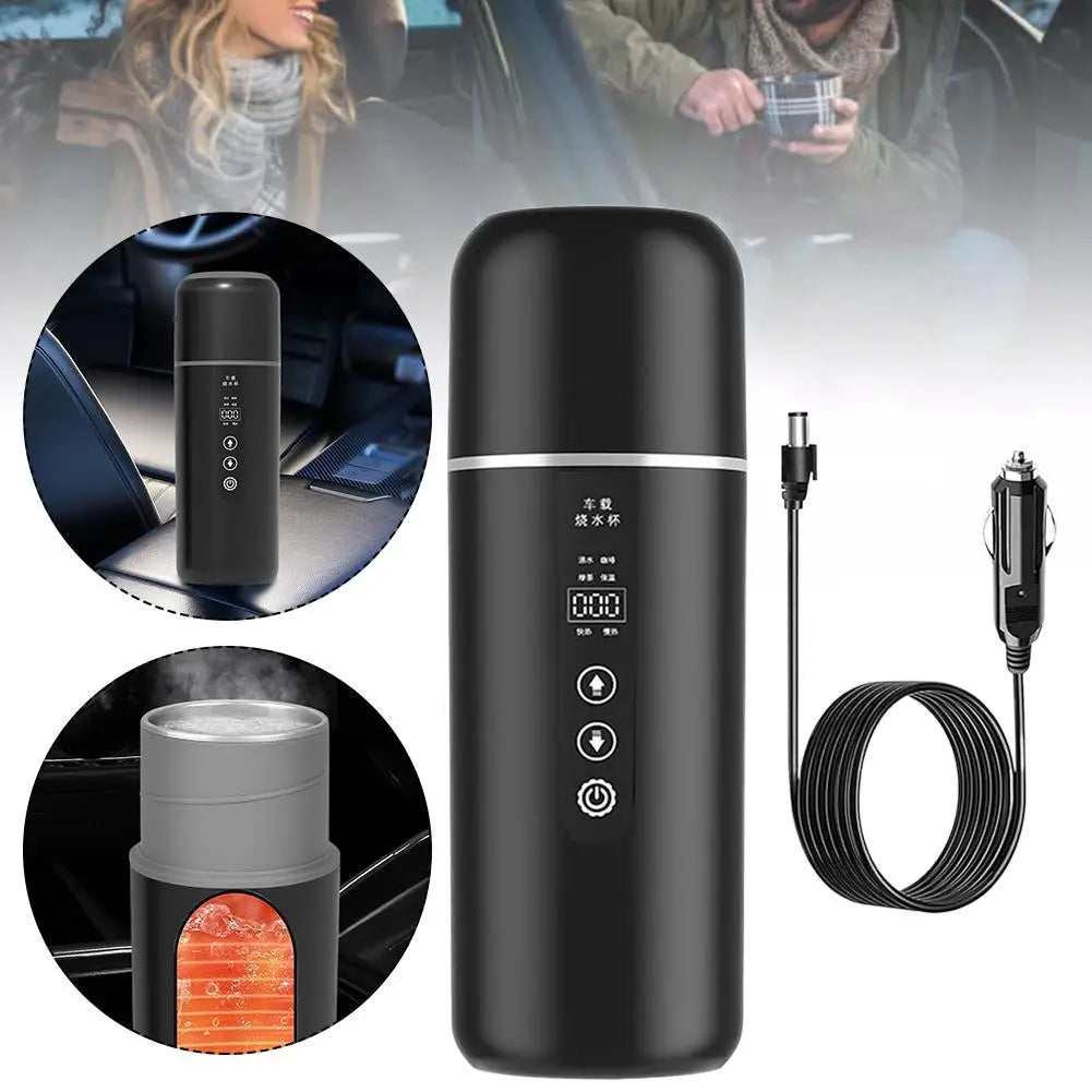 12V/24V Car Electric Kettle – Smart LCD Temp Control 500ml