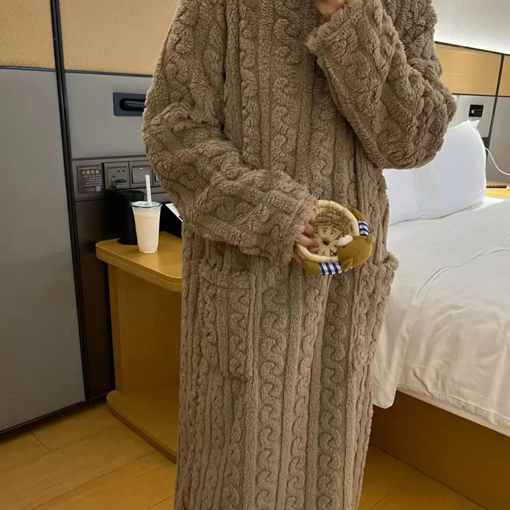 Women's Flannel Nightgown | Thick Fleece Long Sleeve Night Dress Flannel Nightgown Peaceful Pleasures Health and Wellness
