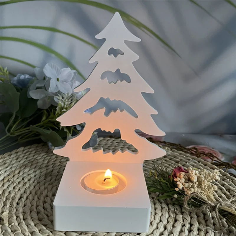 A36T-Christmas Tree And House Silicone Mold Set For DIY Cement Plaster Casting, House Tree Combination Decoration Mold Durable Peaceful Pleasures Health and Wellness