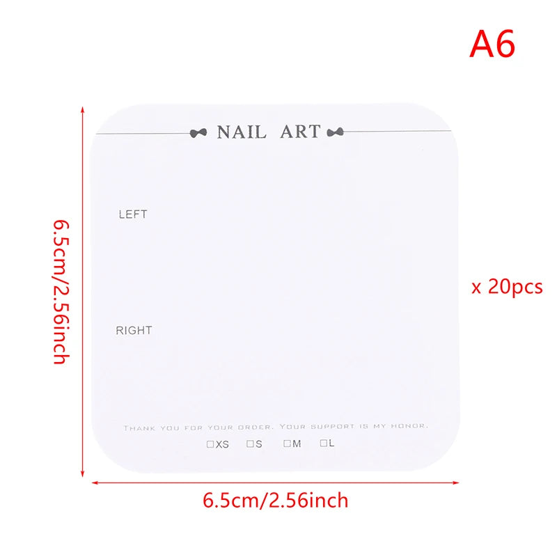 20 Sheets Nail Packaging Cards Press-On Nail Display Handmade False Nail Design Swatch Show Card Manicure Sample Display Salon Peaceful Pleasures Health and Wellness A2