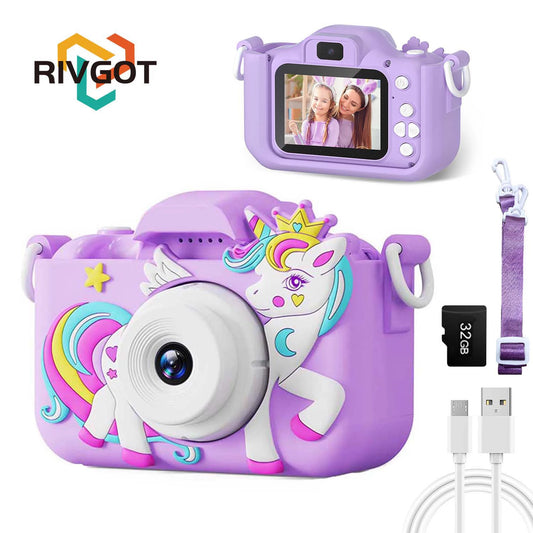 Kids Camera Toys for Boys Girls Selfie HD Digital Video Shockproof Camcorder Christmas Birthday Girls 32GB Card Included Peaceful Pleasures Health and Wellness Purple