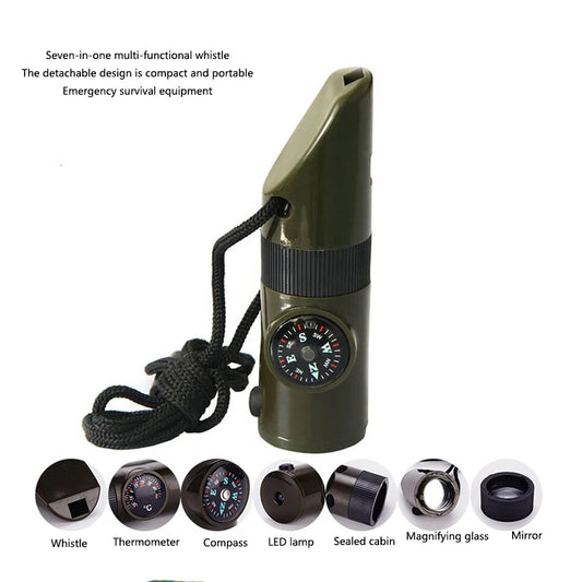 7-in-1 Survival Whistle with Compass | Outdoor Emergency Tool Survival Whistle Peaceful Pleasures Health and Wellness