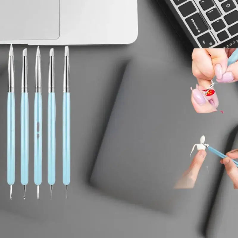 5/10Pcs Silicone Clay Sculpting Tool For Brush Modeling Dotting Nail Art Pottery Clay Tools DIY Carving Sculpting Tools Peaceful Pleasures Health and Wellness