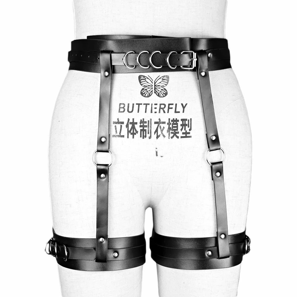 Sexy Woman Lingerie Goth Leather Garter Belt Punk Lower Body Harness