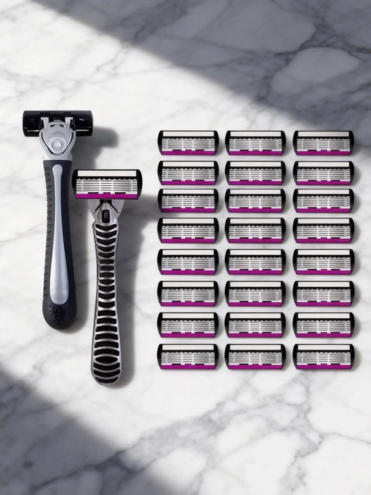 6-Layer German Steel Men's Razor Cartridges – Mach Compatible Razor Blade Cartridges Oasis Select 2Handle24