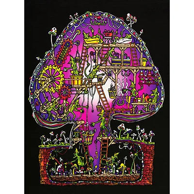 Psychedelic Mushroom Skeleton Canvas Wall Art | Modern Print
