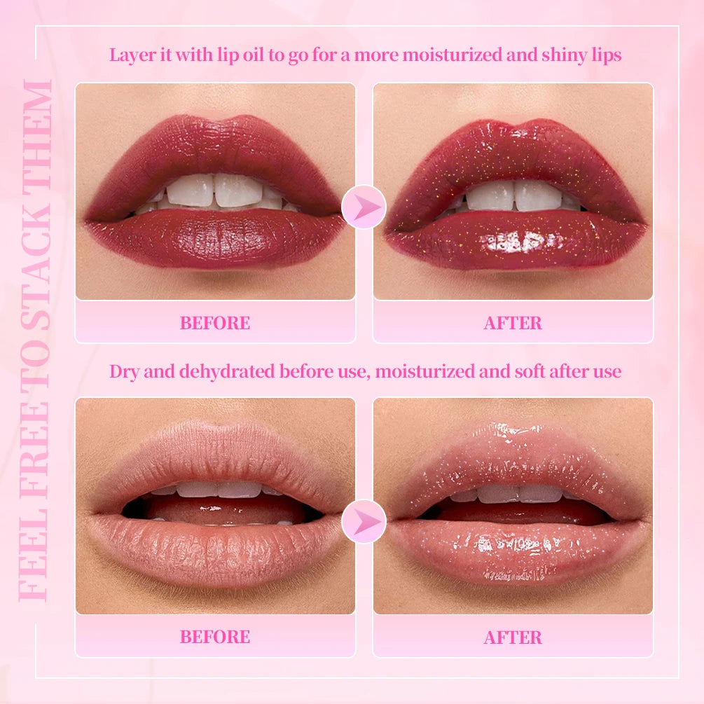 6-tone Moisturizing Lip gloss Brightening Oil Lip Gloss Transparent Glass Shiny Lip Balm Plumper Hydrating Lipgloss Cosmetics Peaceful Pleasures Health and Wellness