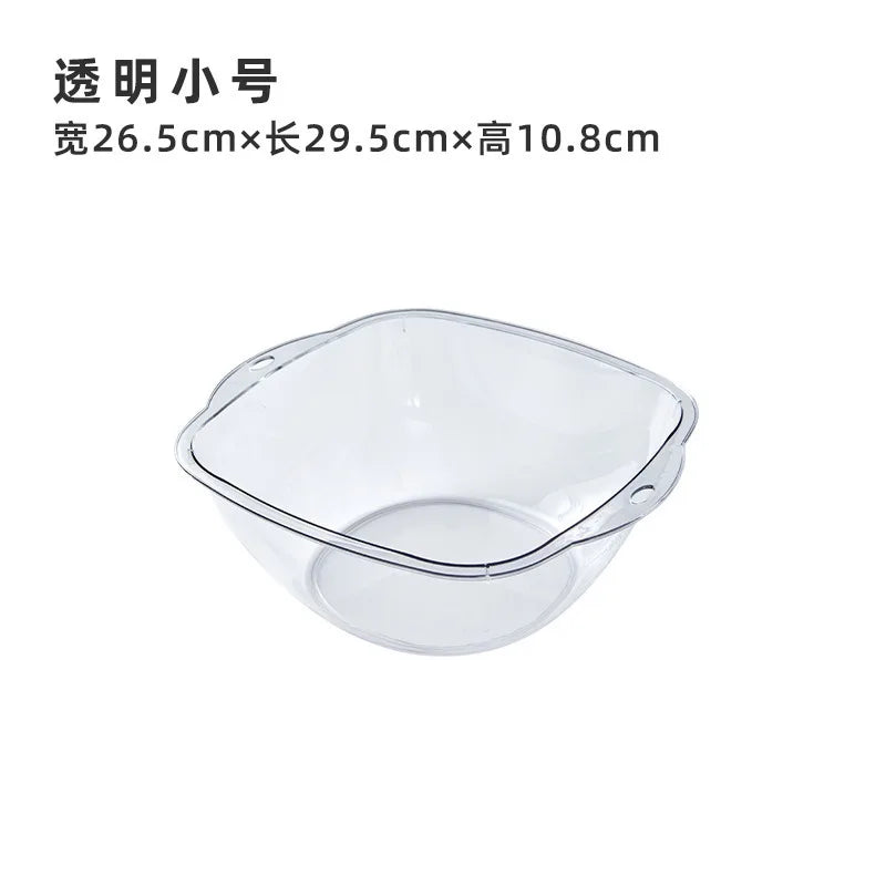 Washstand Transparent Thickened Washbasin Household Large Plastic Wash Basin Dormitory Student Washbasin Baby Foot Wash Basin Peaceful Pleasures Health and Wellness transparent -S