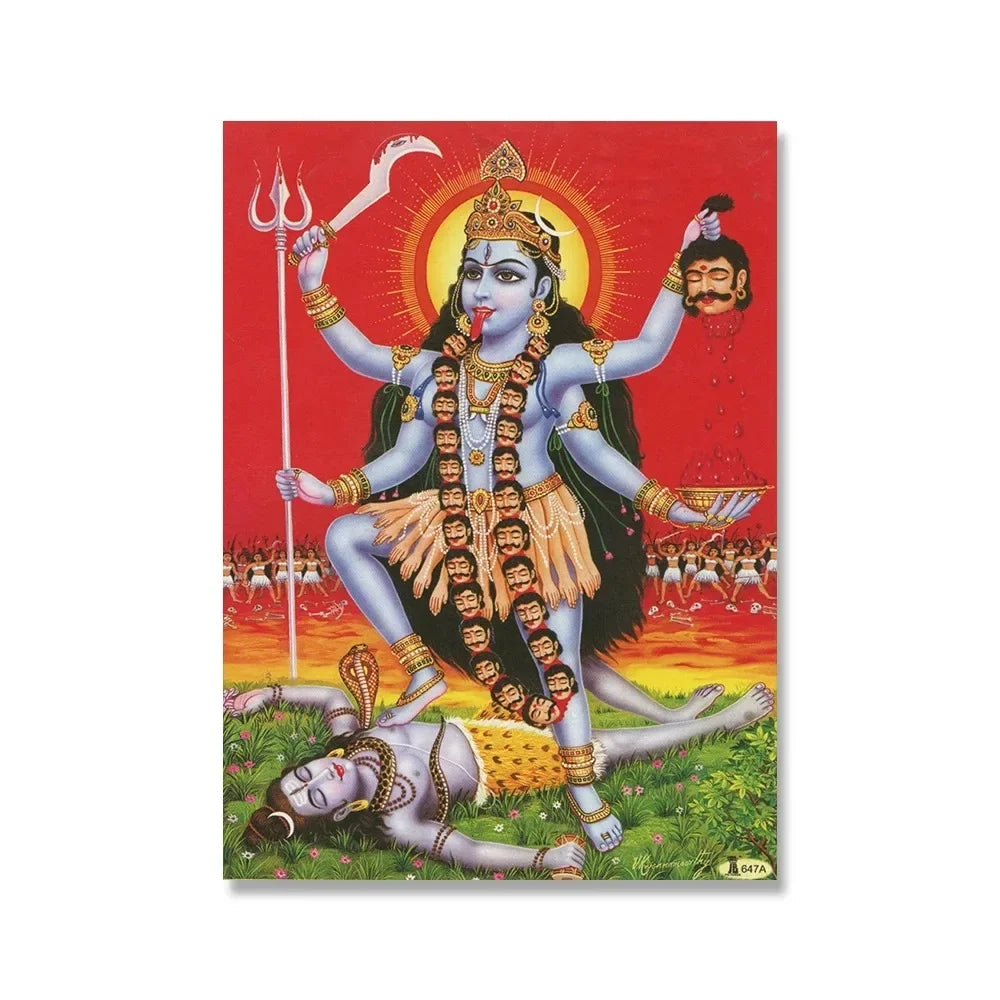 Shiva Parvati Poster Hinduism Religious Art Ganesha Canvas Painting Vishnu Printed Wall Picture Living Room Home Decoration Peaceful Pleasures Health and Wellness 1 20x30cm