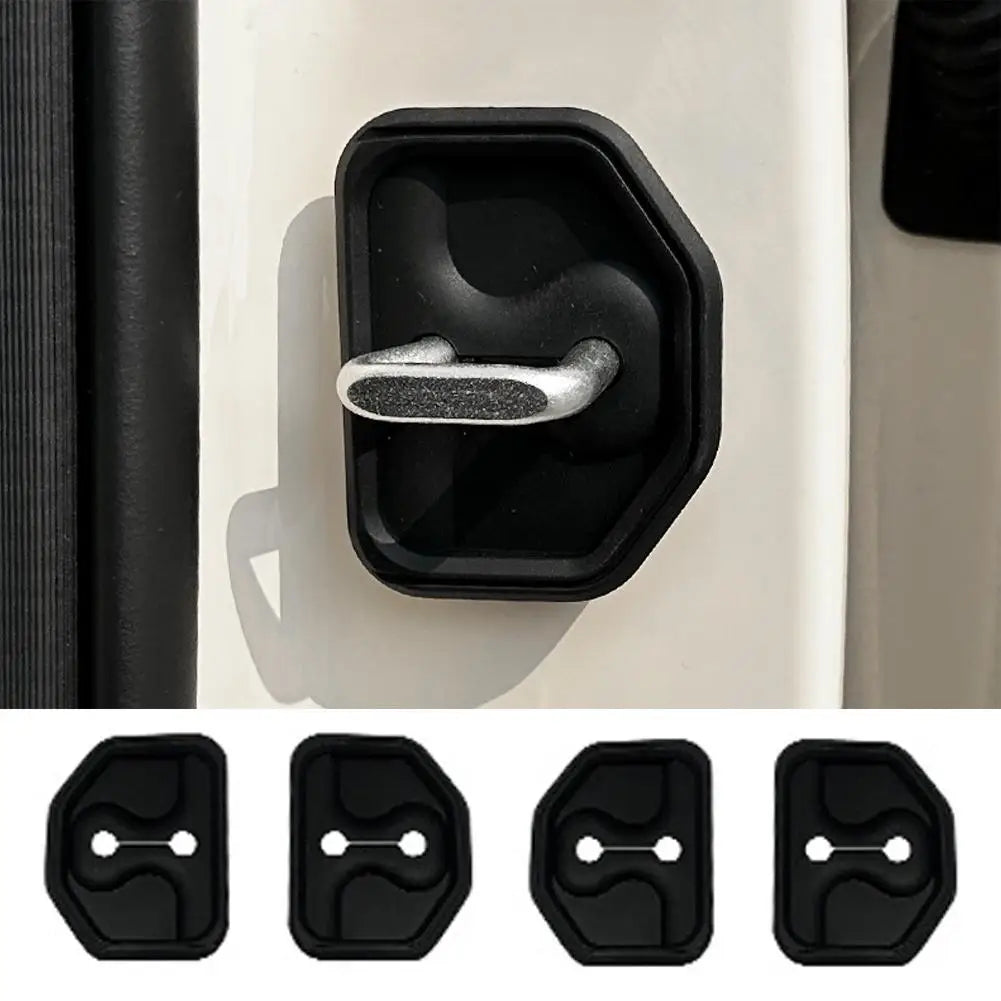 4Pcs Silicone Car Door Lock Cover Pad Anti Vibration Shock Absorber Door Lock Buckle Protector Anti-Collision Soundproof Damper Peaceful Pleasures Health and Wellness D