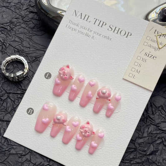 YADORNOS Gradient Pink Press-On Nails | Full Cover Resin Set Press-On Nail Set Peaceful Pleasures Health and Wellness