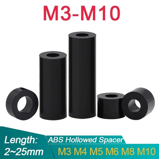 10Pcs/Pack New Non-Threaded ABS Spacer PCB Board Support M3-M10 Hollow Standoff Round Black Nylon Washer Peaceful Pleasures Health and Wellness