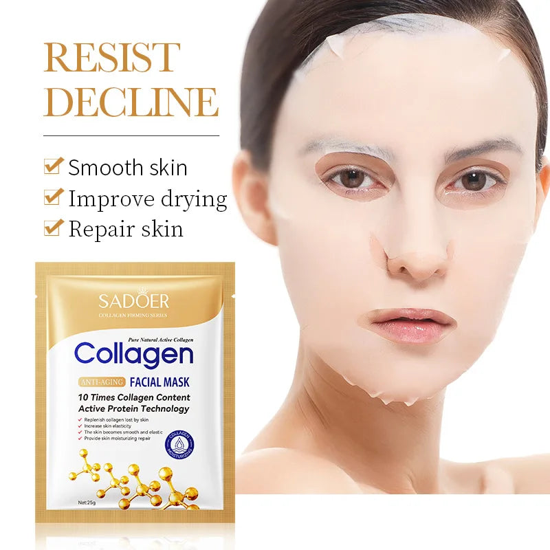 5/10/20/30pcs SADOER Collagen Face Mask Firming Moisturizing Repair Brightening skincare Face Sheet Mask Facial Masks Skin Care Peaceful Pleasures Health and Wellness