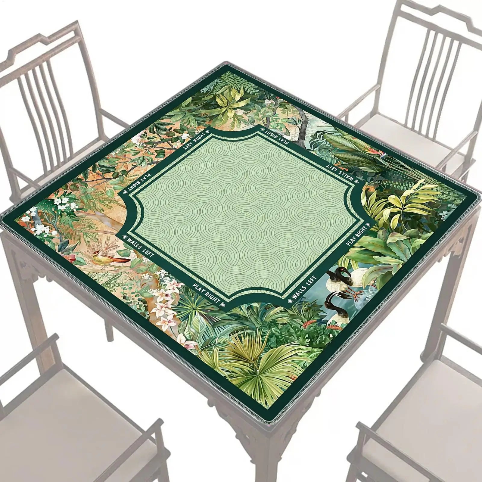 80*80cm Mahjong Mat Tropical Plants Vintage Design Anti-Slip Poker Card Table Cover For Tile Games Home Dorm Living Room Decor Peaceful Pleasures Health and Wellness