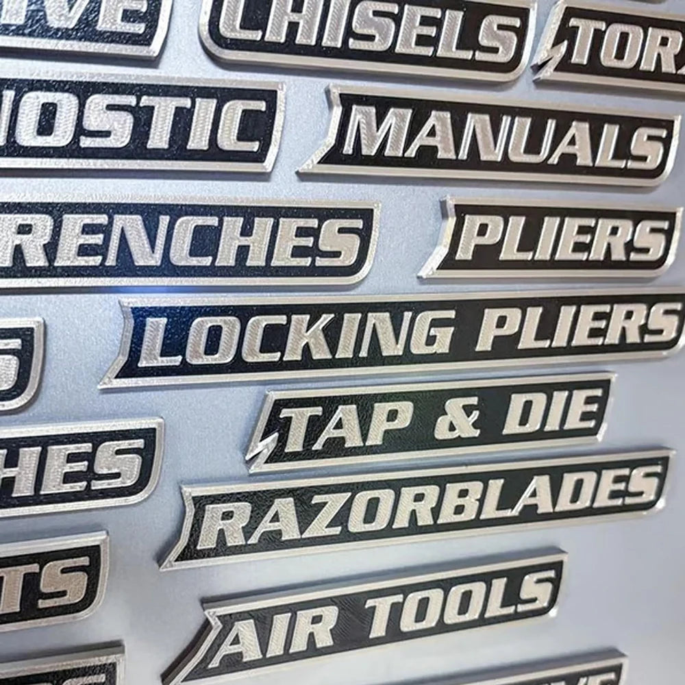12-Pack Magnetic Toolbox Labels – Reusable 3D Raised Organizer