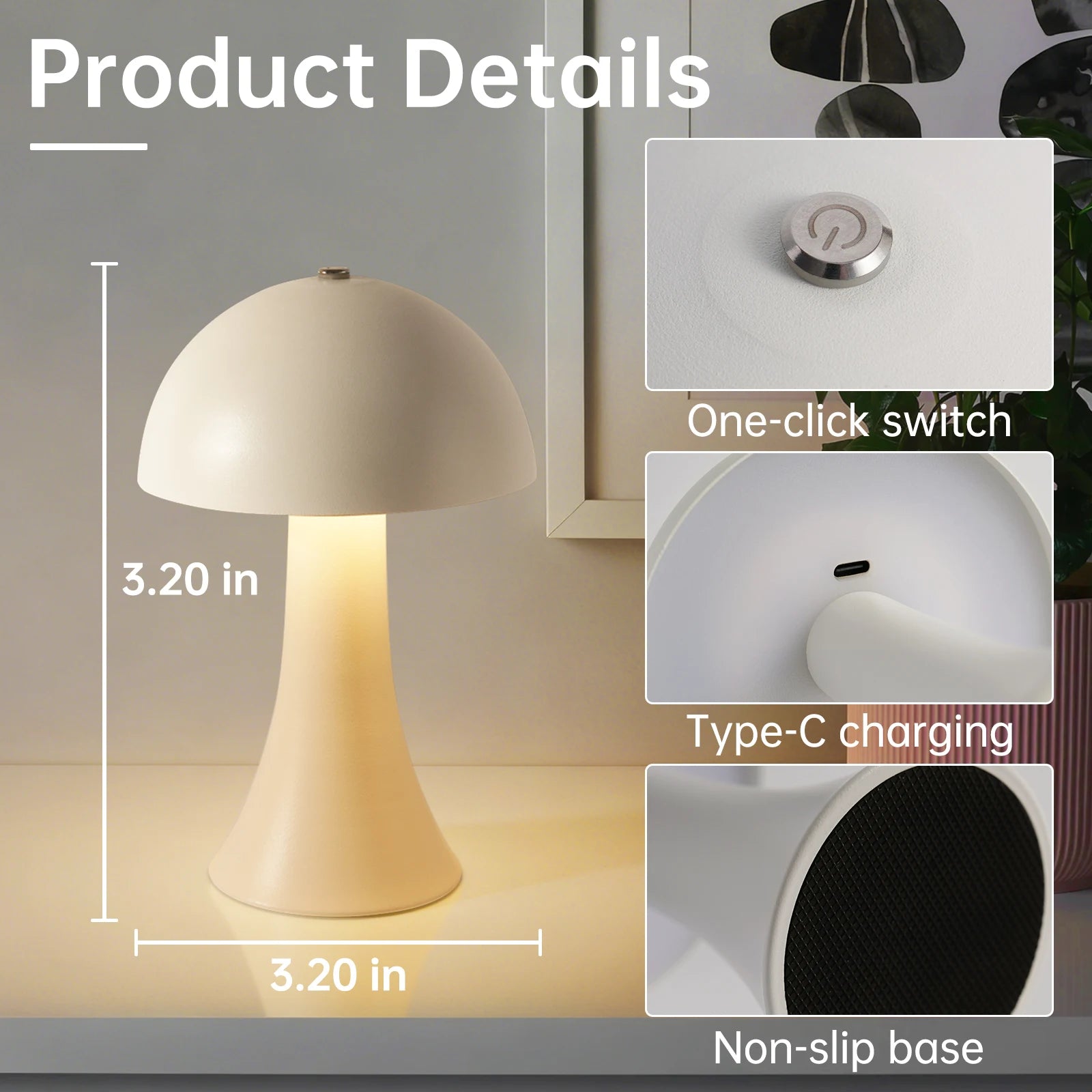 Rechargeable New LED Table Lamp Retro Mushroom Touch Sensor Bedside Lamp For Home Bedroom Restaurant Bar Decor Light Peaceful Pleasures Health and Wellness