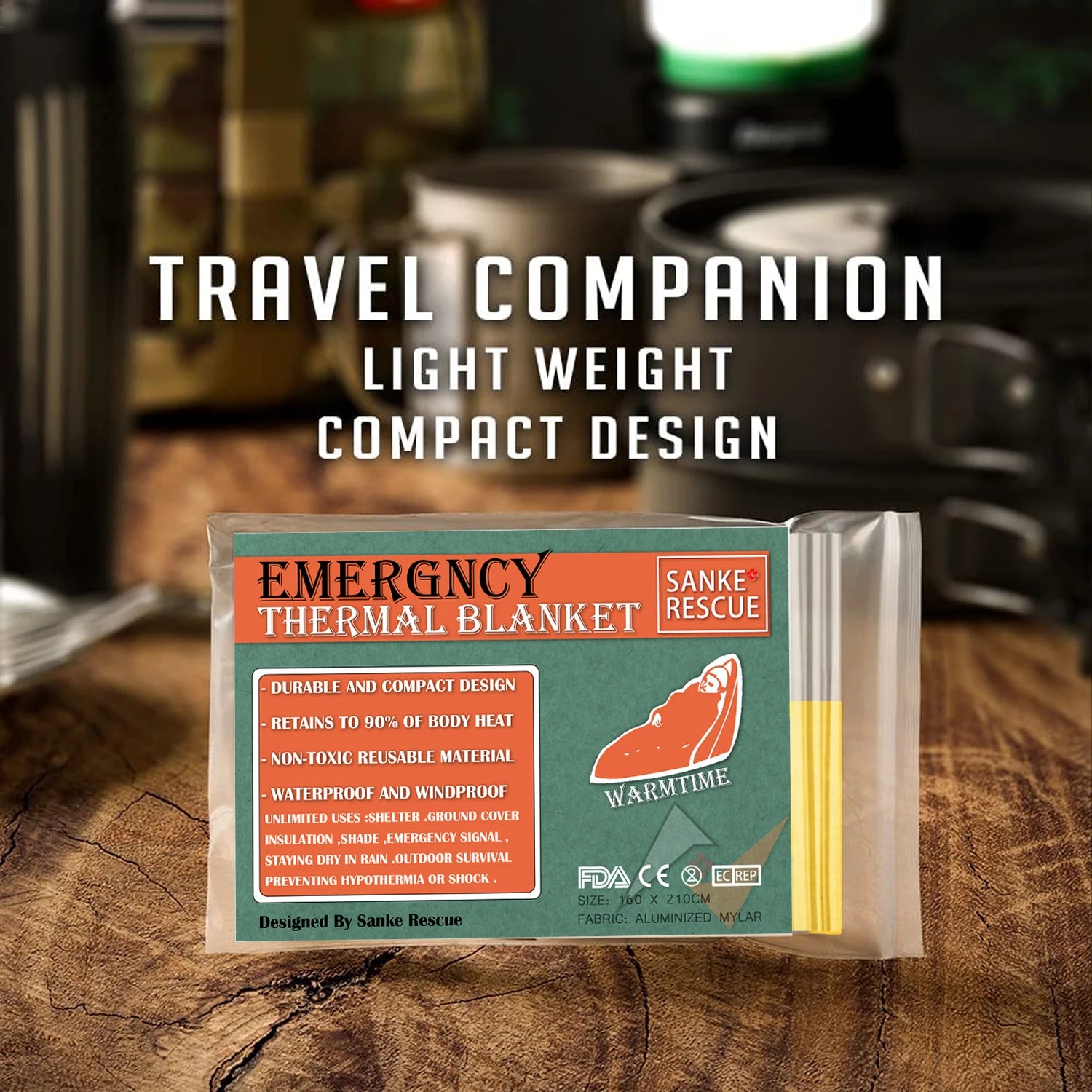 Emergency Blanket Outdoor Survive First Aid Military Rescue Kit Windproof Waterproof Foil Thermal Blanket for Camping Hiking Hot Peaceful Pleasures Health and Wellness