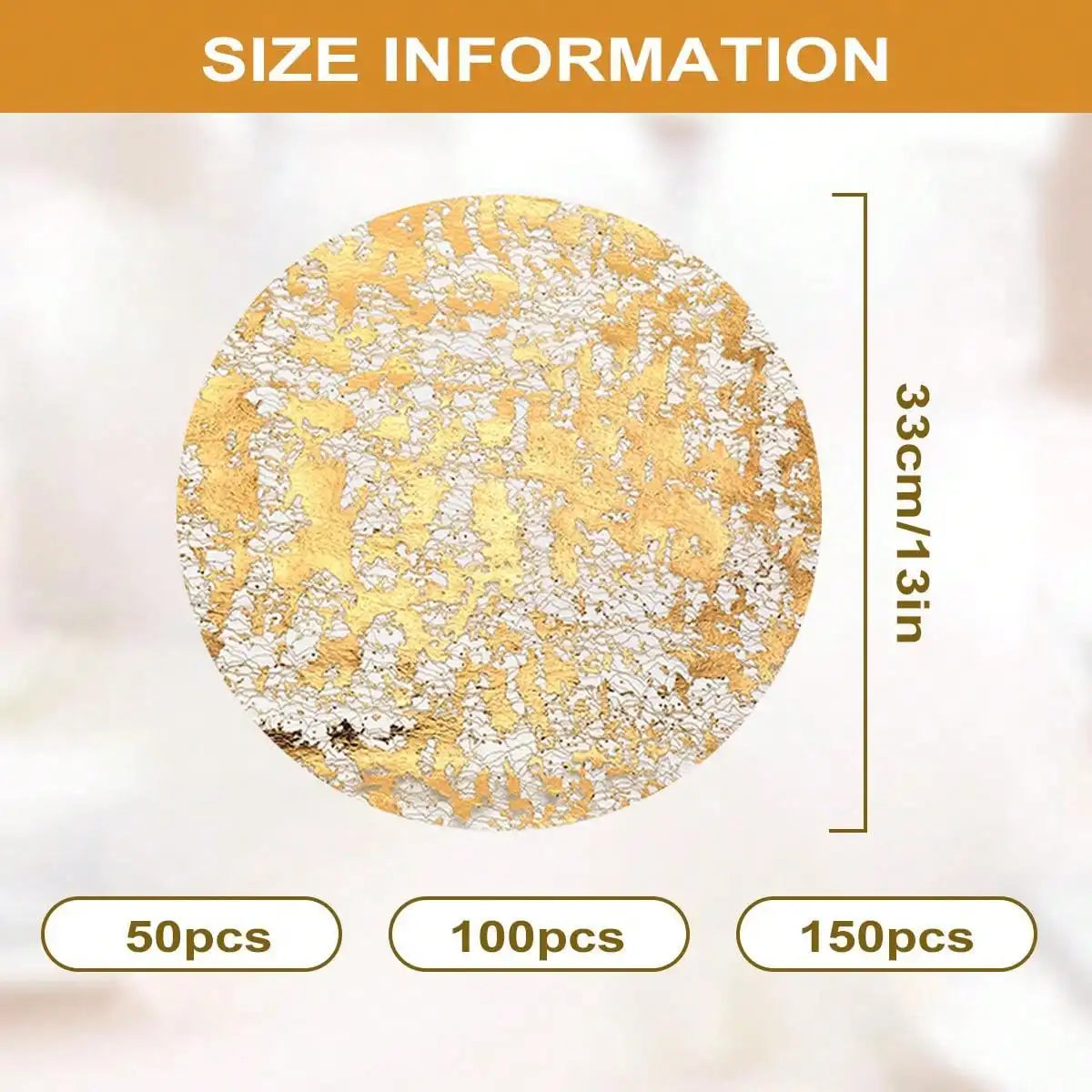 50/100/150/200pcs Disposable Gold Placemats, 13 Inch Gold Foil Mesh Mats, Dining Table Decoration for Christmas New Year Party Peaceful Pleasures Health and Wellness